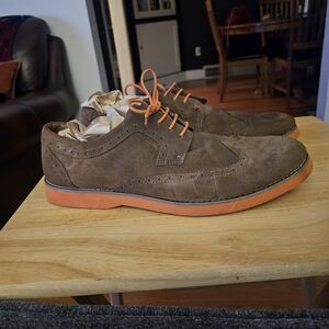 Perry Ellis Brown Suede Oxfords with Orange Soles